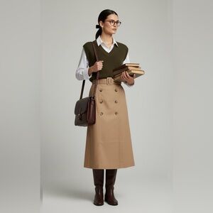 Y.A.S Trench Skirt Dark Academia Fall Skirt Preppy Collegiate Style Size XL